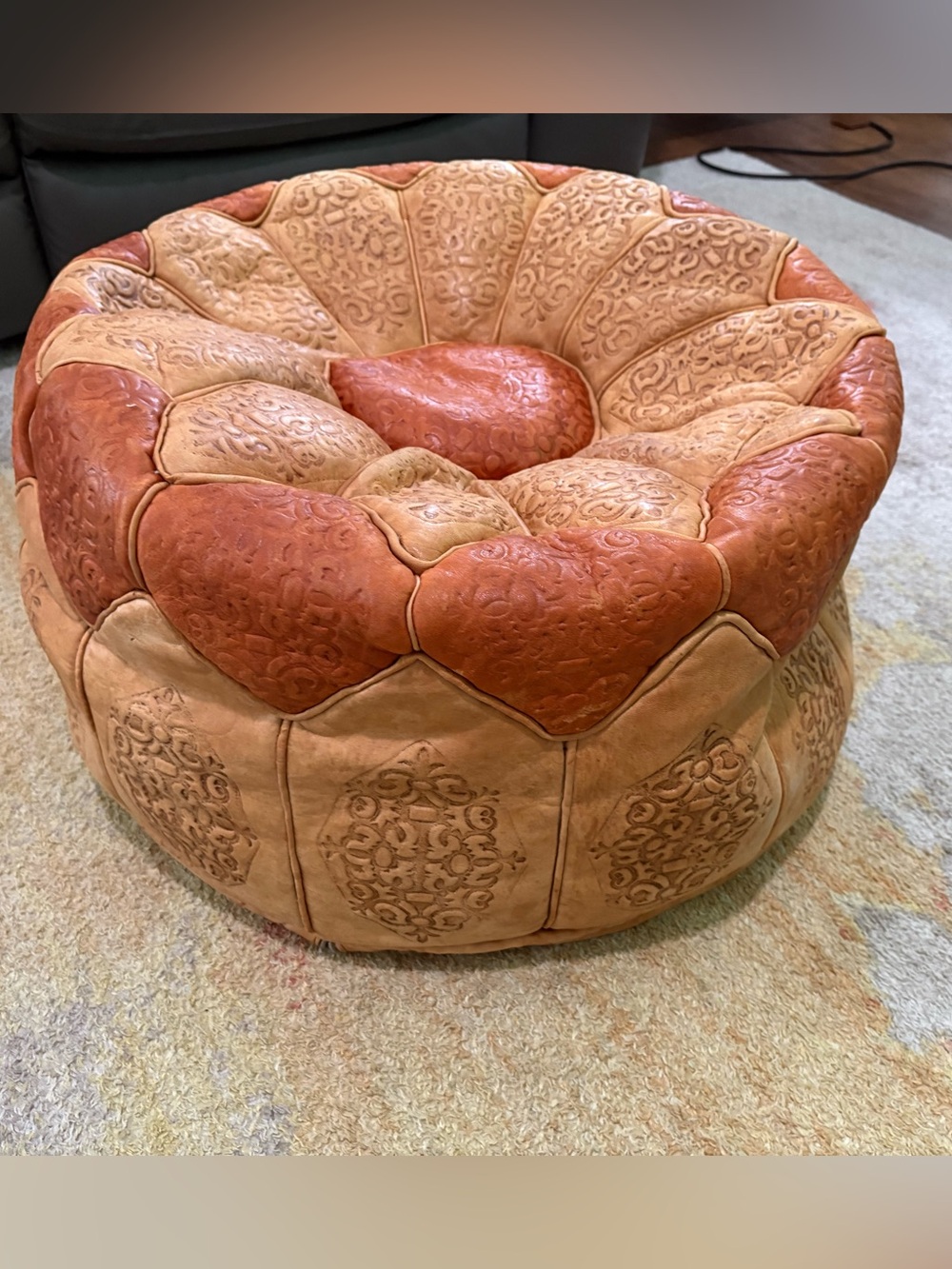 Moroccan Leather Pouf
